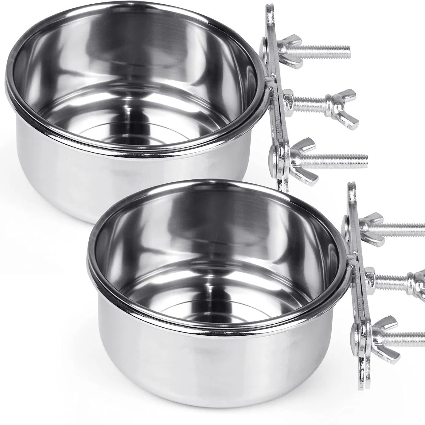 Stainless Steel Parrot Bird Food Water Bowl Cup With Screw Mount For Cage Anti-Spill Pet Feeder Bowl For Small Animals Finches Hamsters