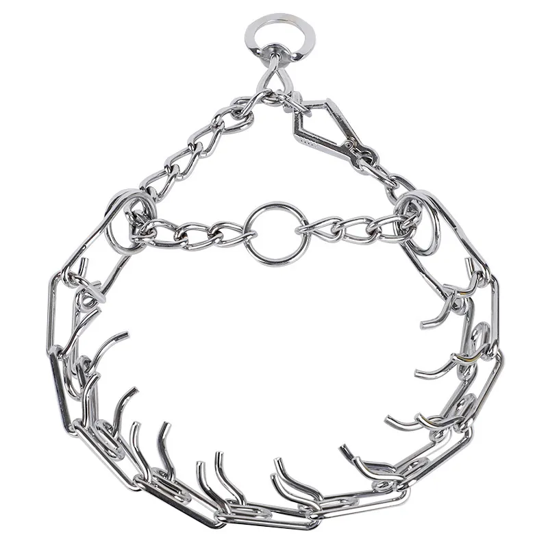 Verstellbares Haustier Hundetraining Stachelhalsband Metall Eisen Zinklegierung Würgekette Mit Sicherheits Gummikappen Fischschwanz Clip Korrekturwerkzeug