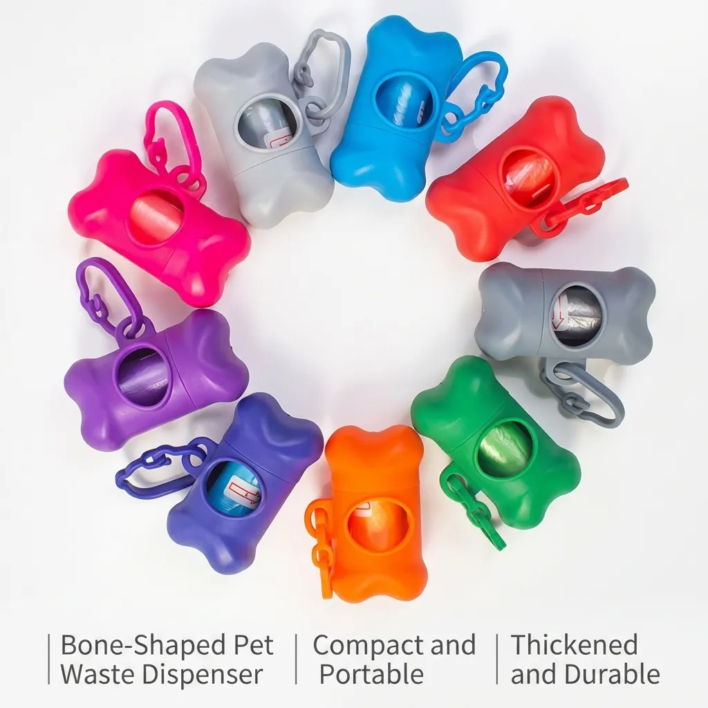 Portable Bone Shaped Pet Poop Bag Dispenser With Hook For Outdoor Walking Dog Waste Bag Holder Dispenser Pet Supplies