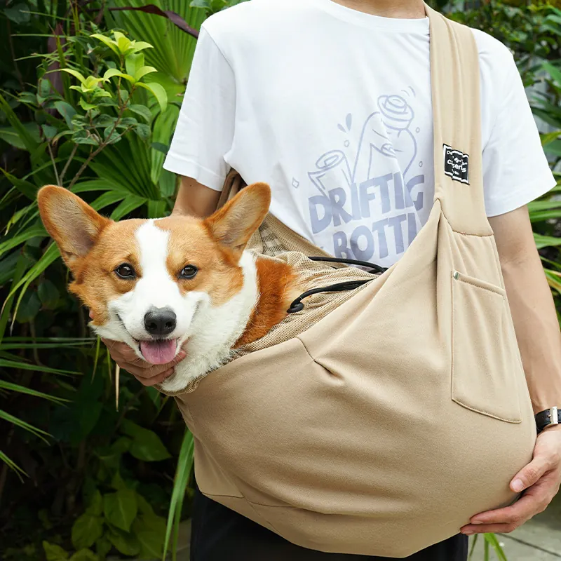 Portable Pet Sling Carrier Breathable Mesh Polyester Travel Shoulder Bag For Small Dogs And Cats Up To 6.5kg Adjustable Strap Pet Carrier