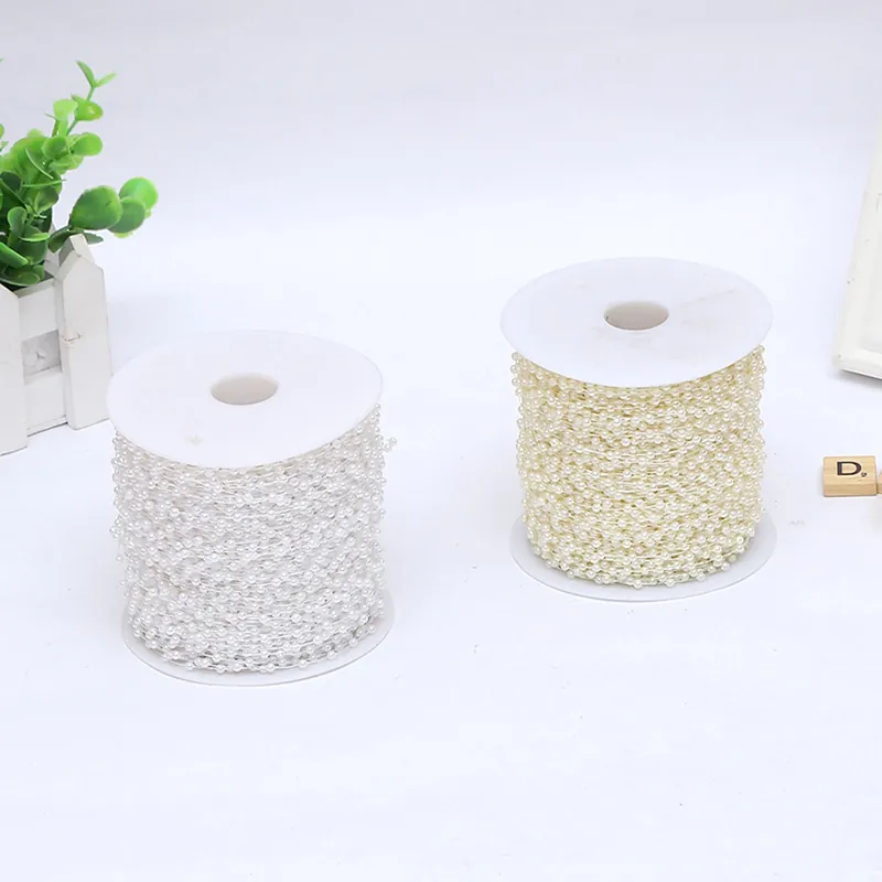 ABS Plastic Pearl Bead Chain For Christmas Wedding DIY Headwear Floral Decoration Accessory Baked Paint Craft Bead String Roll