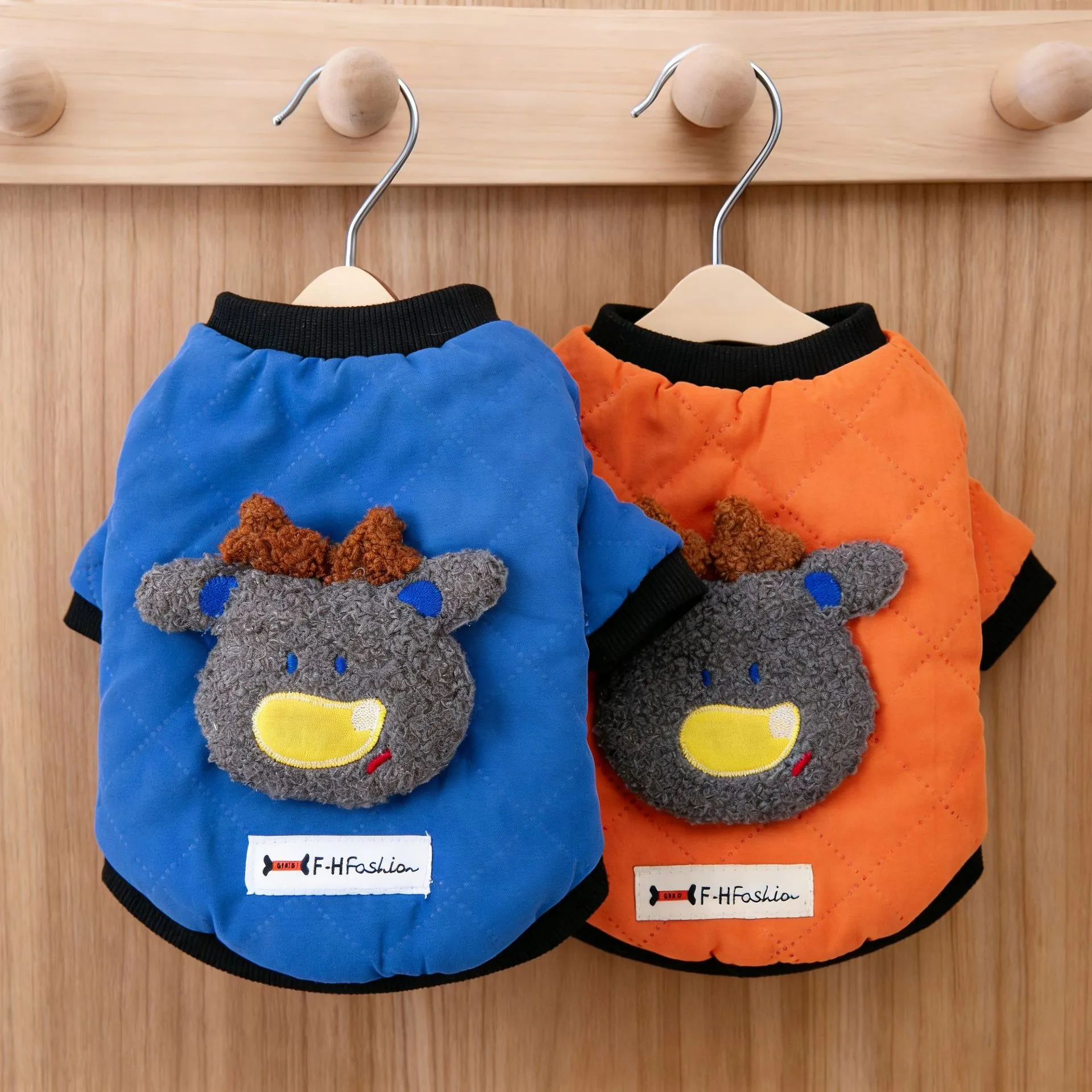 Pet Dog Cat Winter Warm Quilted Fleece Lined Vest Cartoon Deer Pattern Small Puppy Kitten Padded Jacket Coat For Cold Weather