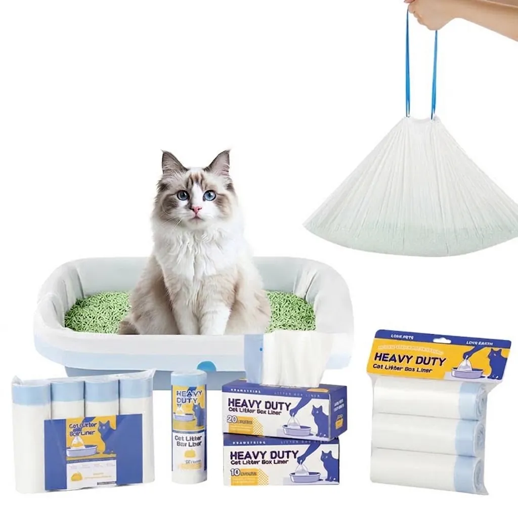 Heavy Duty Drawstring Cat Litter Box Liners Thickened Disposable Large Capacity Trash Bags For Cat Litter Trays Pet Cleaning