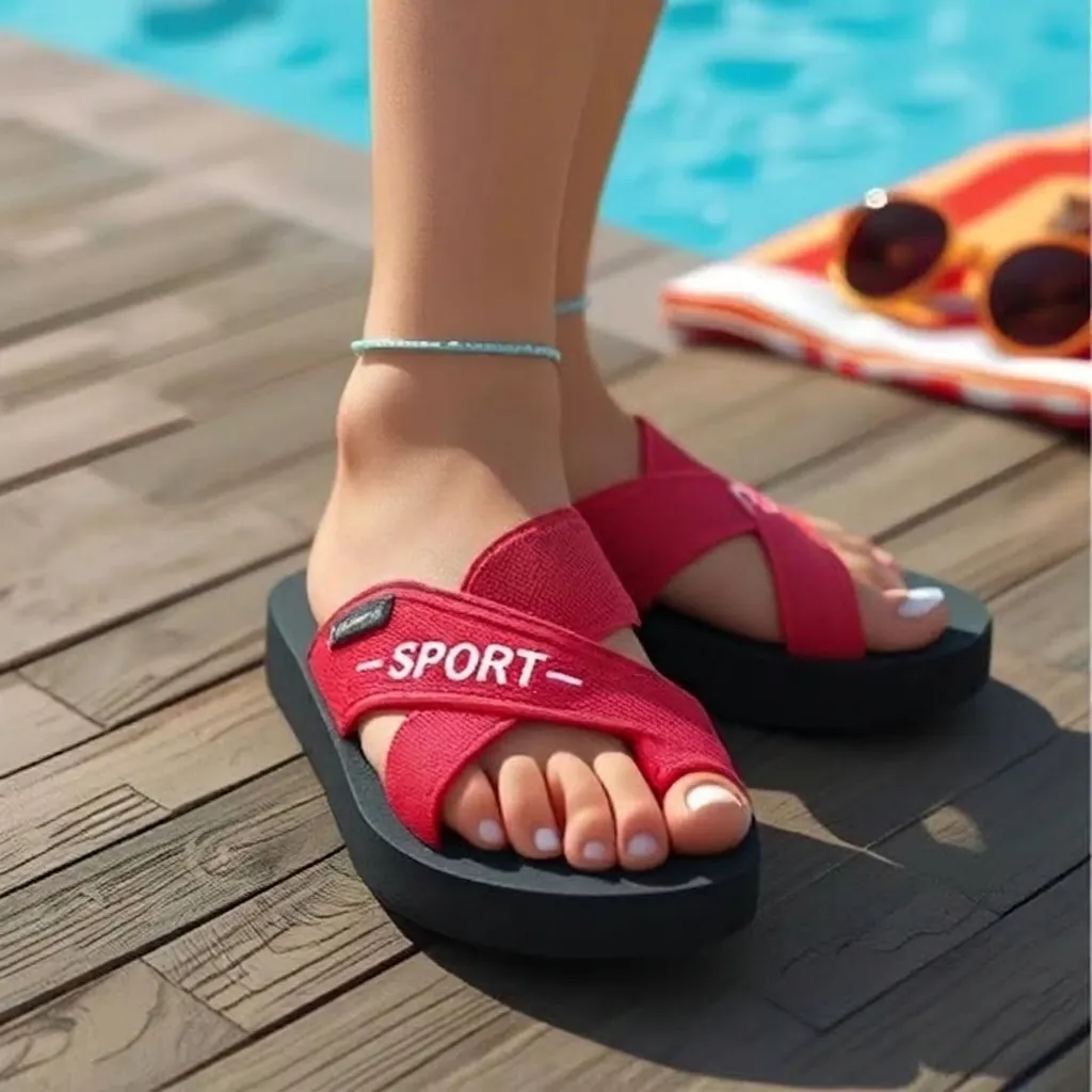 Pantoufles Plateforme pour Femmes Style Japonais Été Respirantes Bandes Croisées Semelle Souple en EVA Décontractées Maison Salle de Bain Sandales Antidérapantes