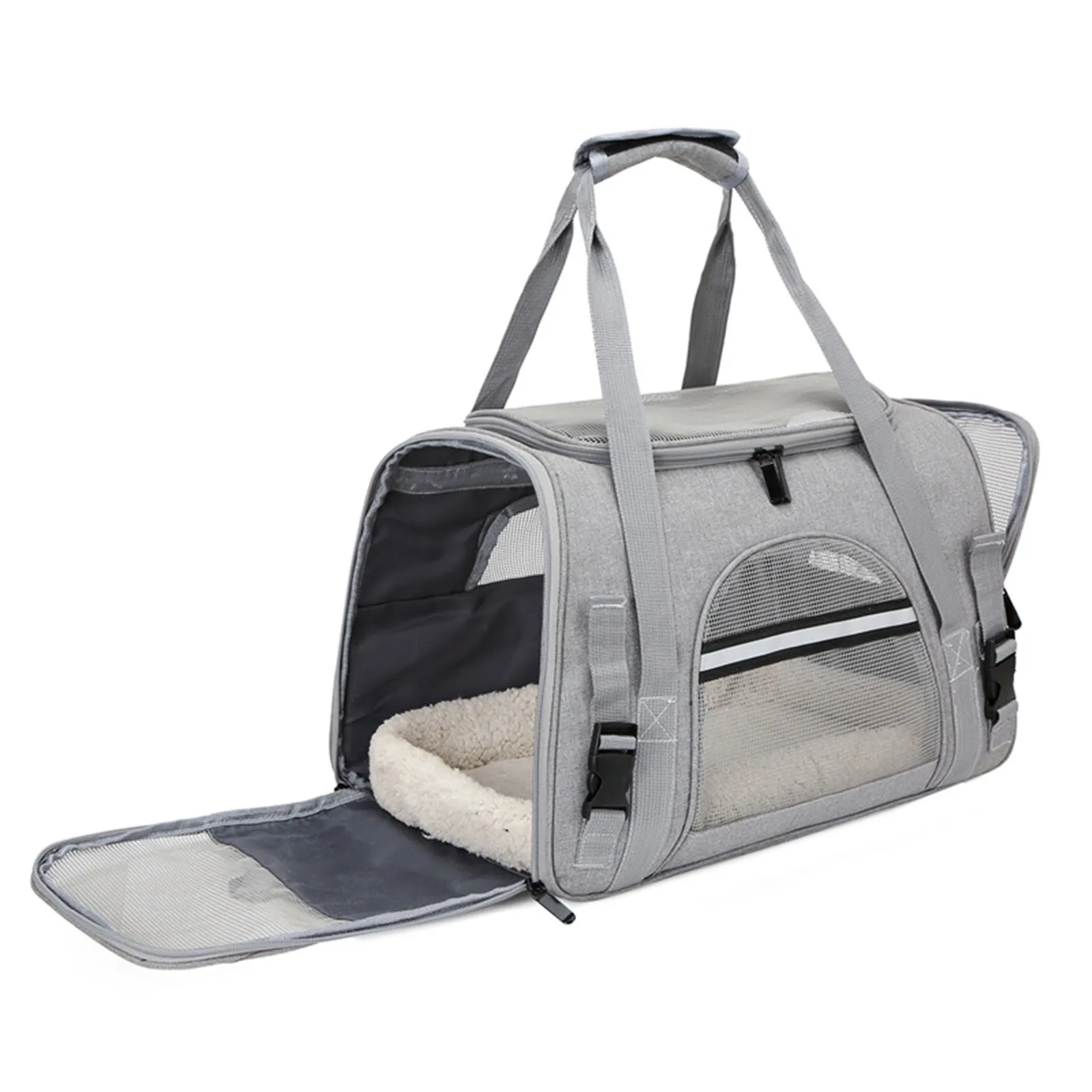 Sac de Transport Pliable pour Chats et Petits Chiens Portable en Tissu Oxford Maille Respirante Sac à Main Voyage Sac à Bandoulière avec Tapis