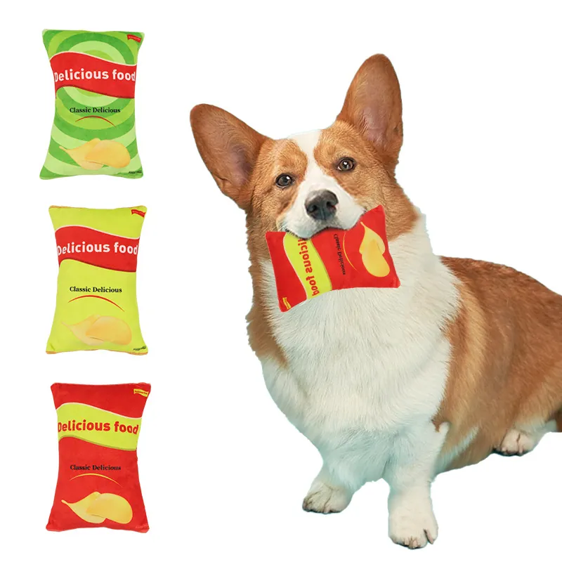 Simulatie Chipszak Huisdier Piepend Pluche Speelgoed Creatieve Hond Kauwspeelgoed Zacht Pluche Interactief Speelgoed