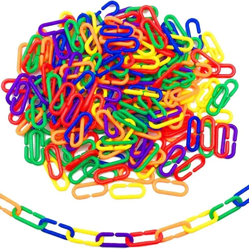 Regenbogen Kunststoff Kettenglieder C-Clips Haken Für Papagei Vogel Spielzeug DIY Handwerk Käfig Zubehör Gemischte Farben