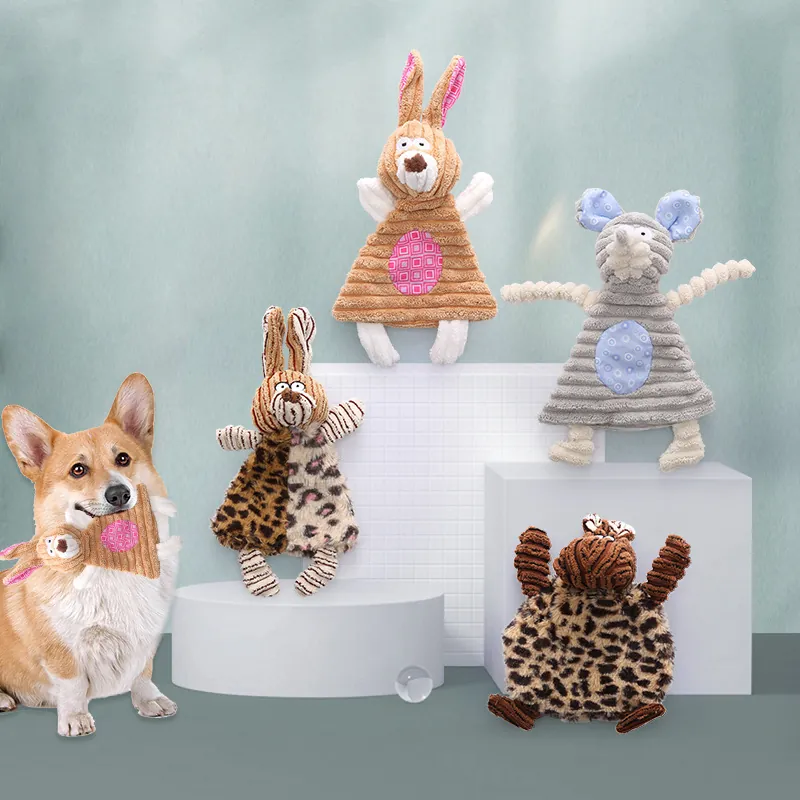 Cord Quietschendes Hundespielzeug Langlebig Kauen Tierform Hase Maus Plüsch Haustier Interaktives Knisterpapier