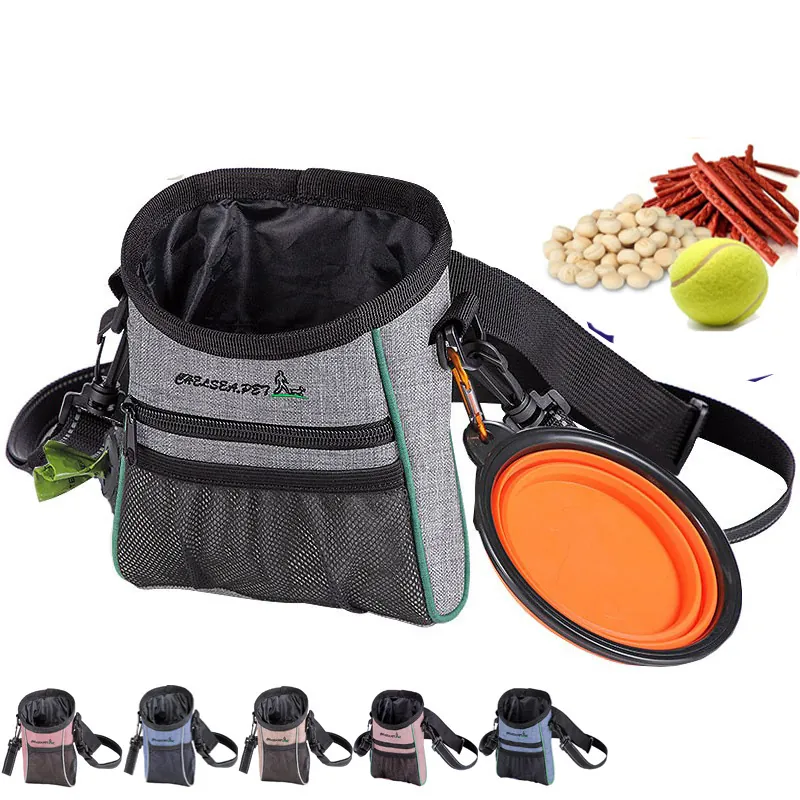Bolsa de Entrenamiento para Perros Impermeable Tela Oxford Portátil para Premios al Aire Libre Reflectante Riñonera Multibolsillos