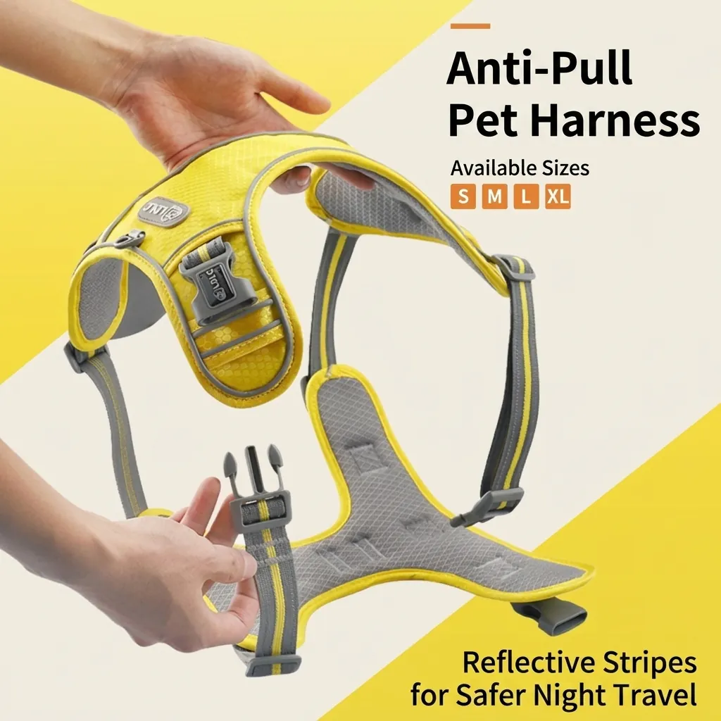 Reflektierendes Hundegeschirr Anti-Zug Verstellbar Atmungsaktive Nylon Haustier Weste Für Mittlere Große Hunde Gelb Blau Grün