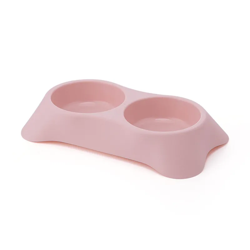Thickened PP Plastic Pet Double Bowl For Dogs And Cats Anti-Tip Food And Water Feeding Bowl Sturdy Durable Multi Color Pet Supplies