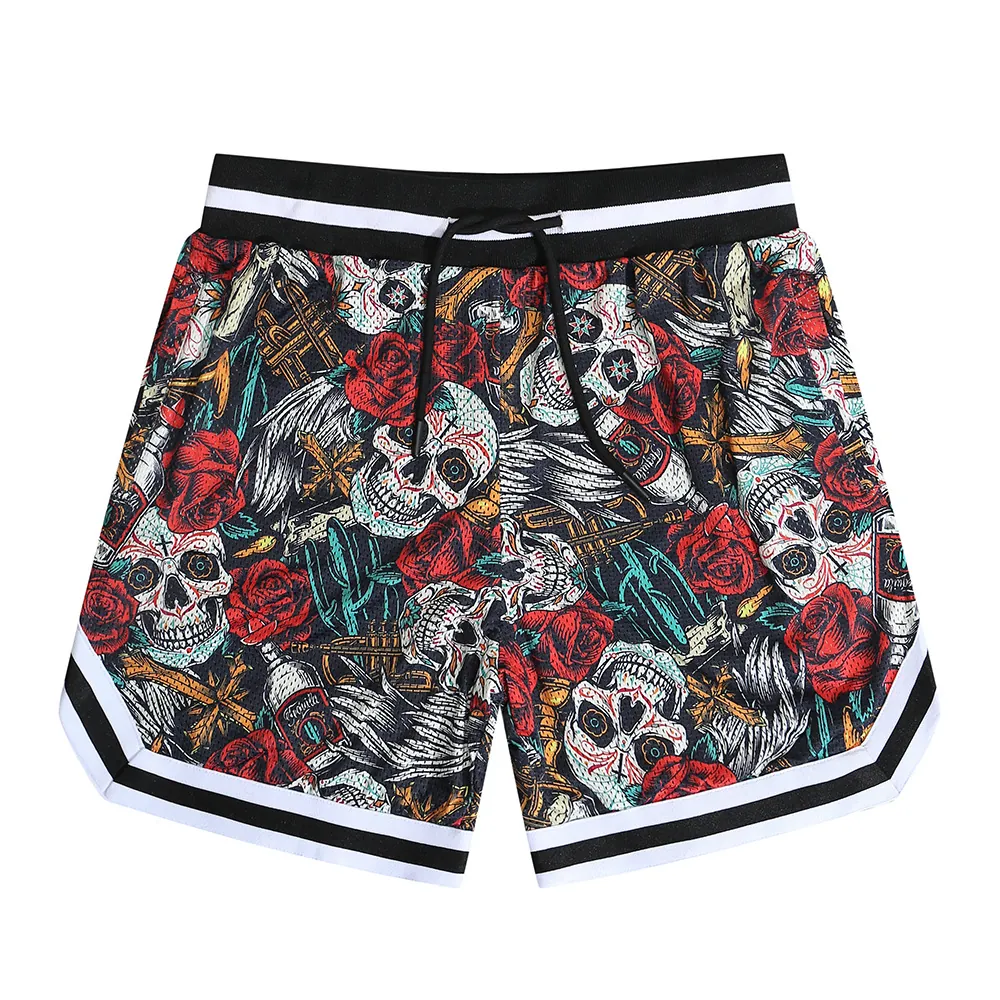 Men's Breathable Mesh Sports Shorts with Liner Quick Dry Basketball Running Shorts Striped Waistband Athletic Bottoms