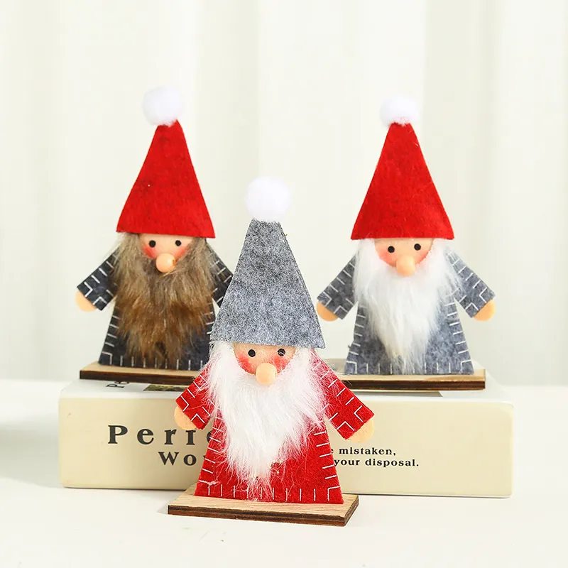 Handmade Wooden Christmas Gnome Ornament Felt Fabric Hat Beard Decoration For Home Kitchen Seasonal Holiday Decor Gift