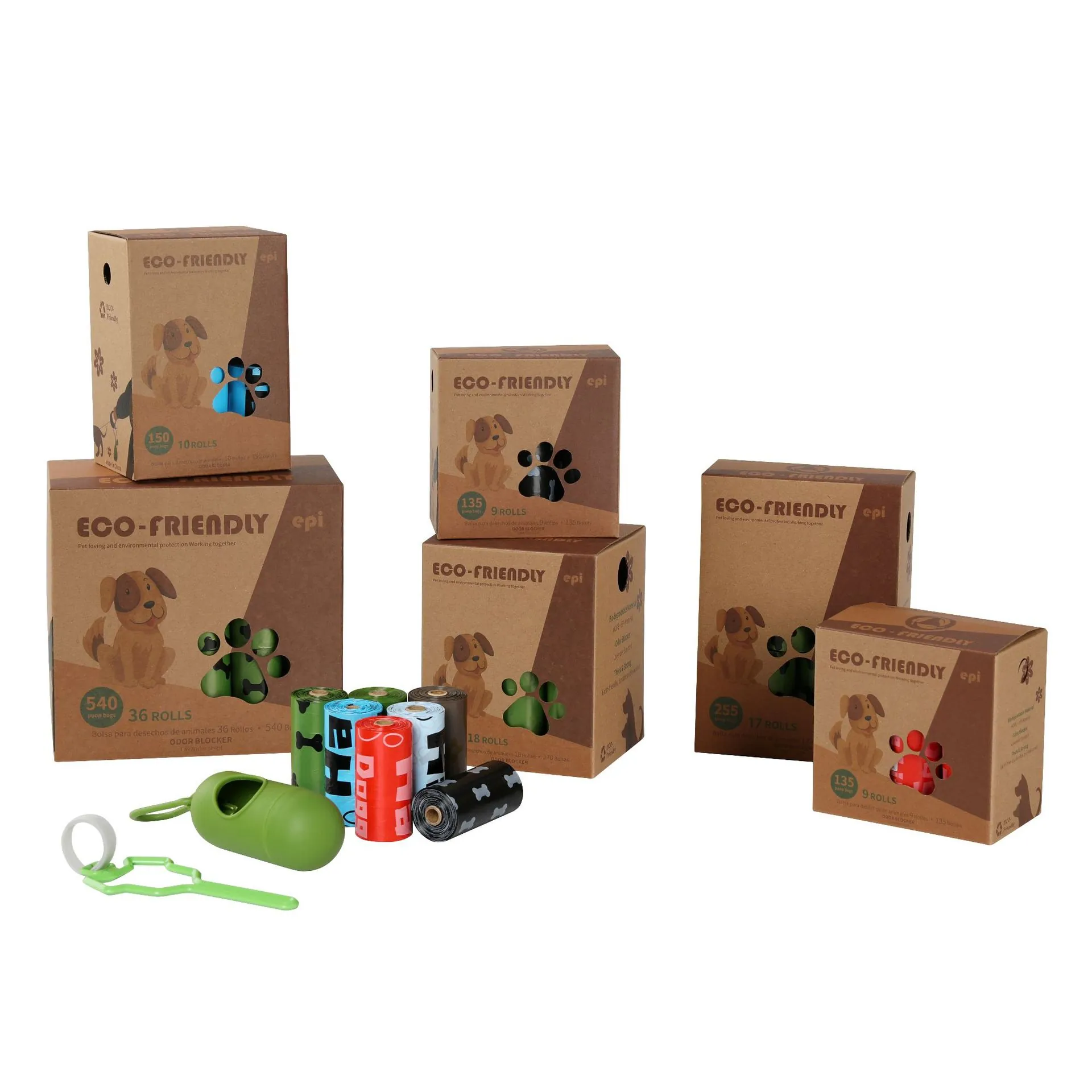 Eco-Friendly Biodegradable Dog Poop Bags Lavender Scented Thick Leakproof Pet Waste Disposal Bags With Dispenser For Dogs