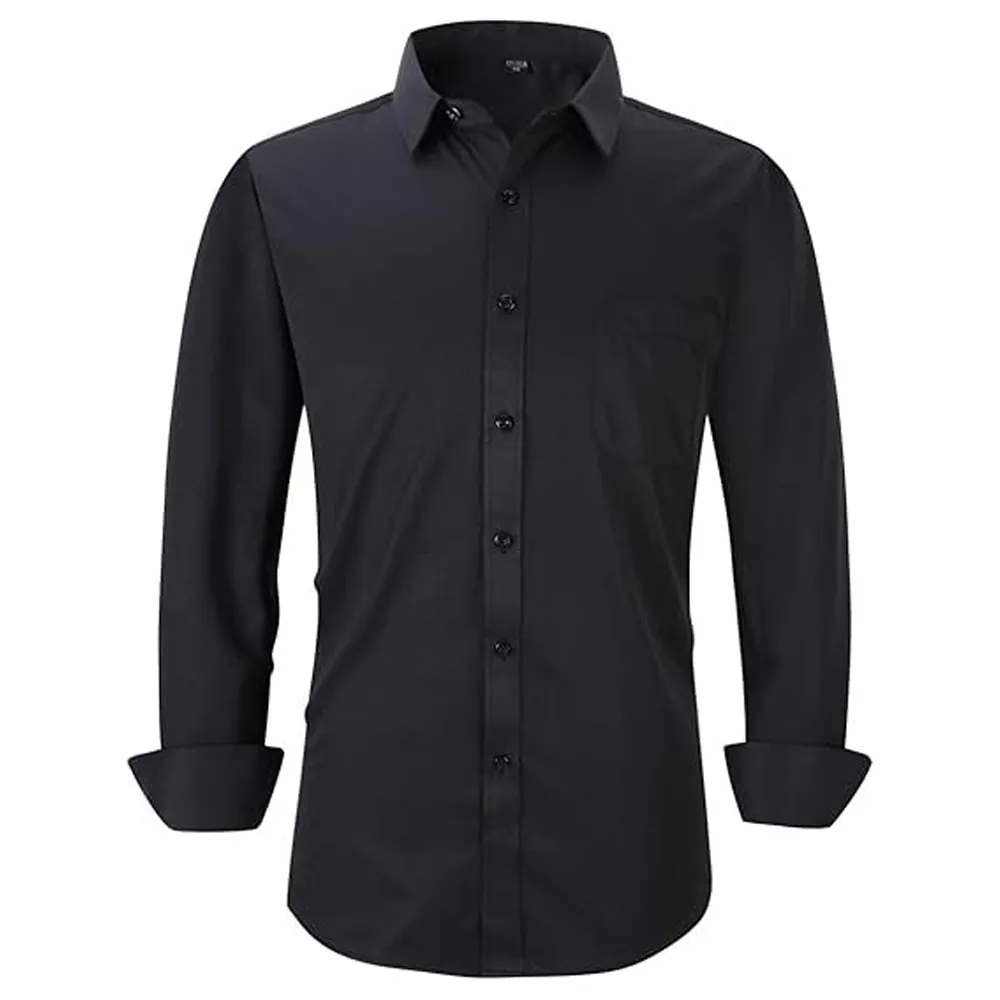Herren Business Casual Langarm Hemd Slim Fit Große Größen Einfarbig Streifen Gitter Button-Down Hemd Top