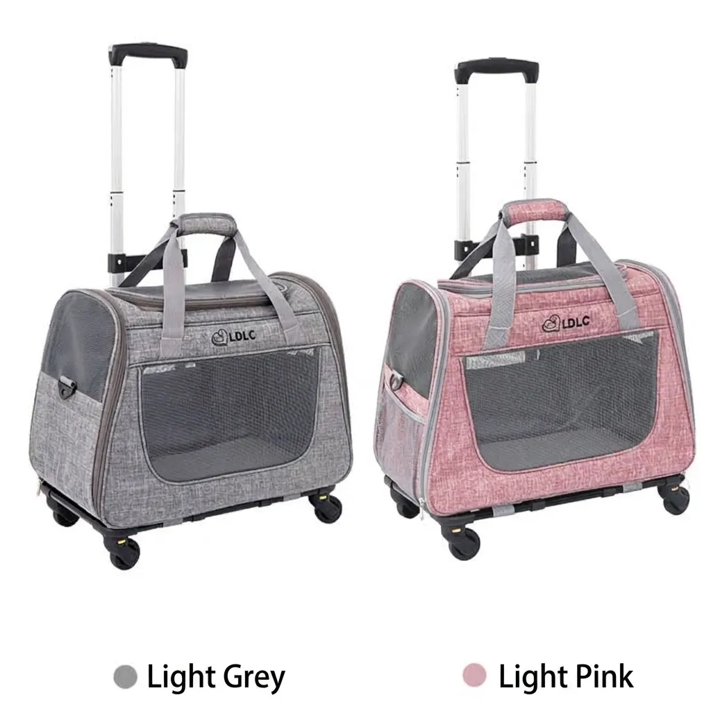 Portable Detachable Pet Trolley Bag Breathable Oxford Fabric Cat Carrier With Wheels Large Capacity Dog Travel Suitcase Bag