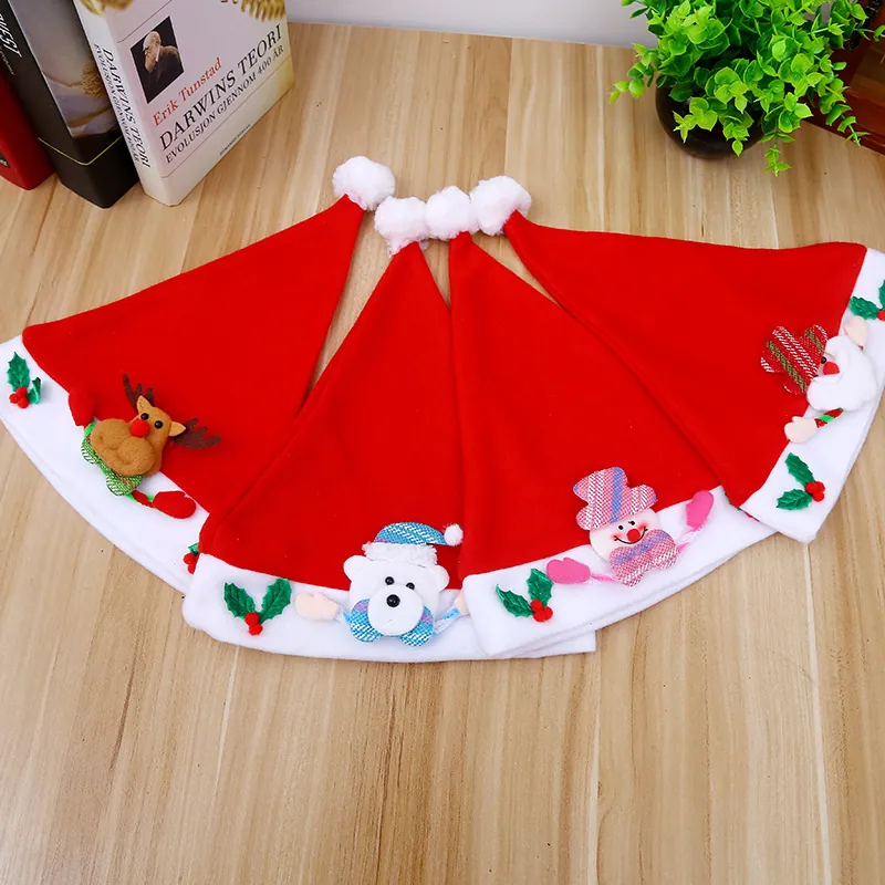 Cappello di Natale in Peluche per Bambini Morbido Pile Babbo Natale Pupazzo di Neve Renna Orso 3D Cappello Decorativo per Festa Bambini