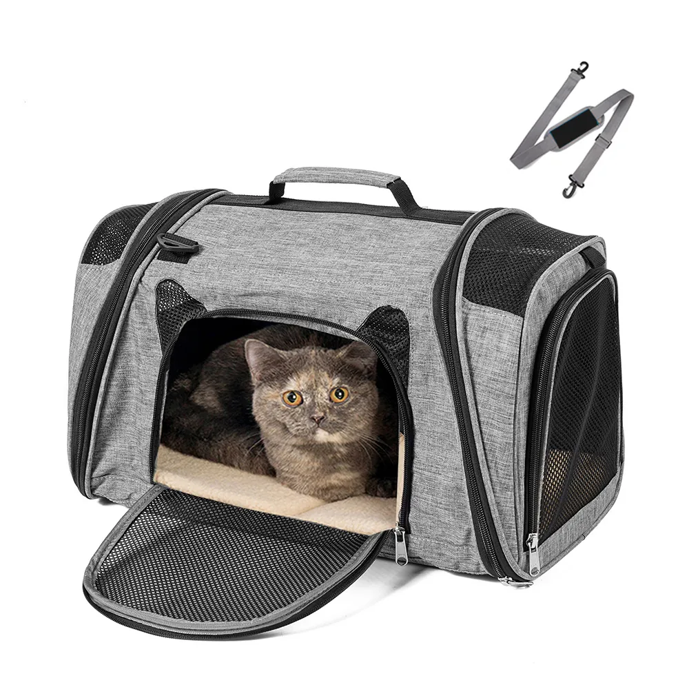 Foldable Pet Carrier Bag Breathable Mesh Oxford Fabric Shoulder Strap For Small Medium Cats Dogs Travel Outdoor Use