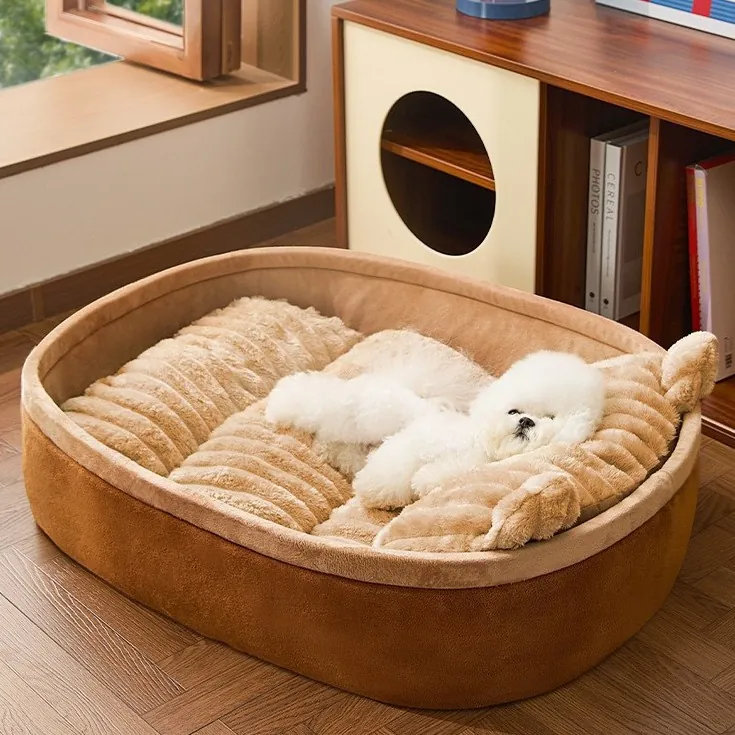 Universal Pet Sofa Bed For Small Medium Dogs Cats Soft Plush Warm Dog Kennel All Season Washable Cute Cat Ear Design Pet Sleeping Pad