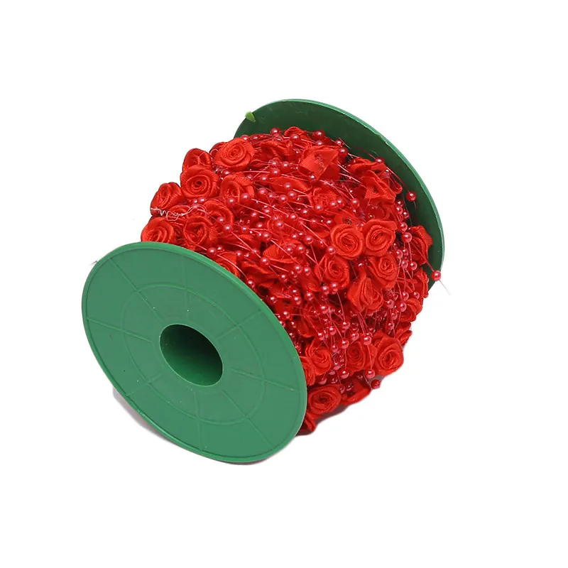 30m Roll 4mm Artificial Pearl Rose Bead Chain Fishing Line Garland For Wedding Party DIY Decoration Bride Headwear Accessories