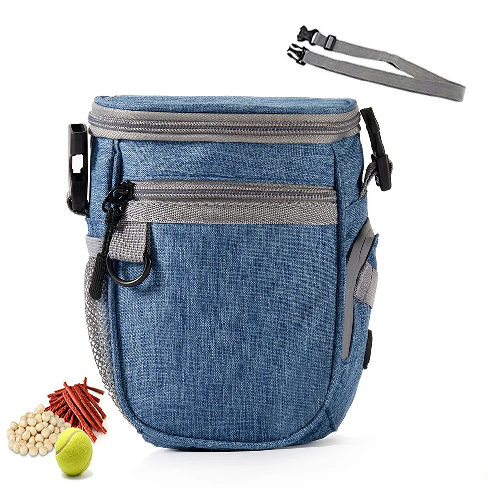 Sac de Dressage Portable pour Animaux de Compagnie en Tissu Oxford Imperméable Pochette à Friandises Avec Ceinture Réglable Distributeur de Sacs à Caca