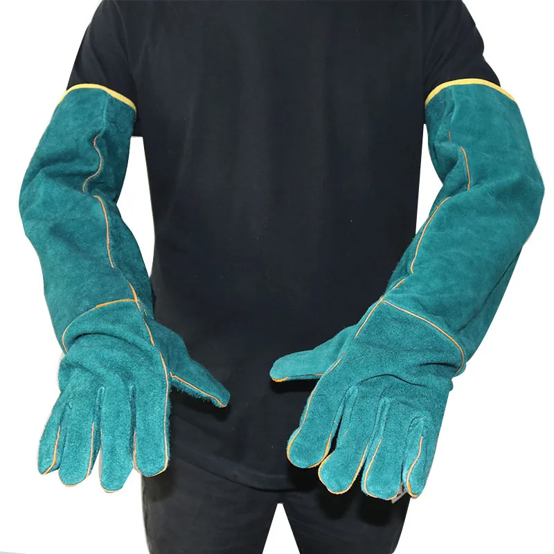 Gants de Protection pour Reptiles en Cuir de Vachette Gants Anti-Morsure pour Lézard Serpent Extra Longs Sécurité en Cuir