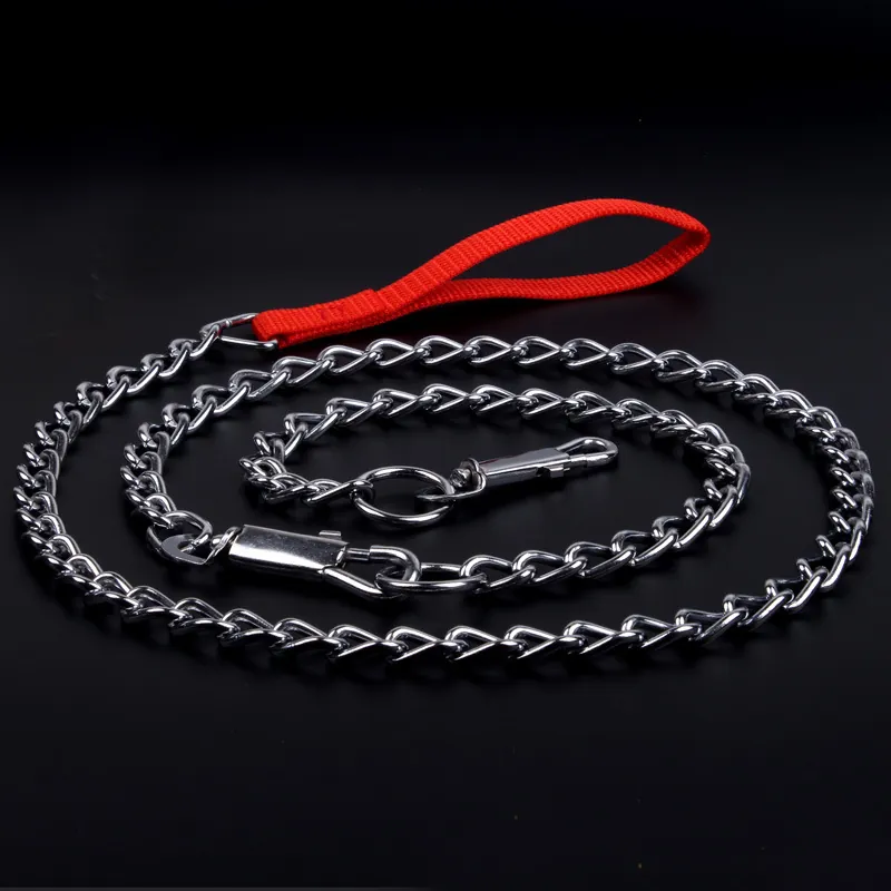 Strapazierfähige Metall Hundeleine Mit Komfortablem Nylon Griff Und Passendem Halsband Galvanisierte Bissfeste Zugkette Für Haustiere