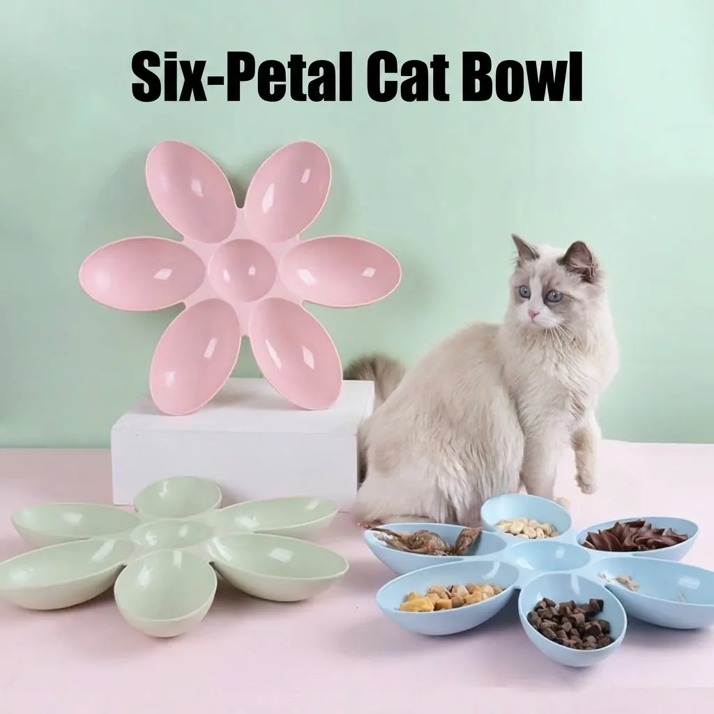 Creatieve Bloemblad Vormige Meerdere Compartimenten Kattenvoerbak Plastic 7 Secties Huisdier Voeding Waterbak Voor Meerdere Katten Honden