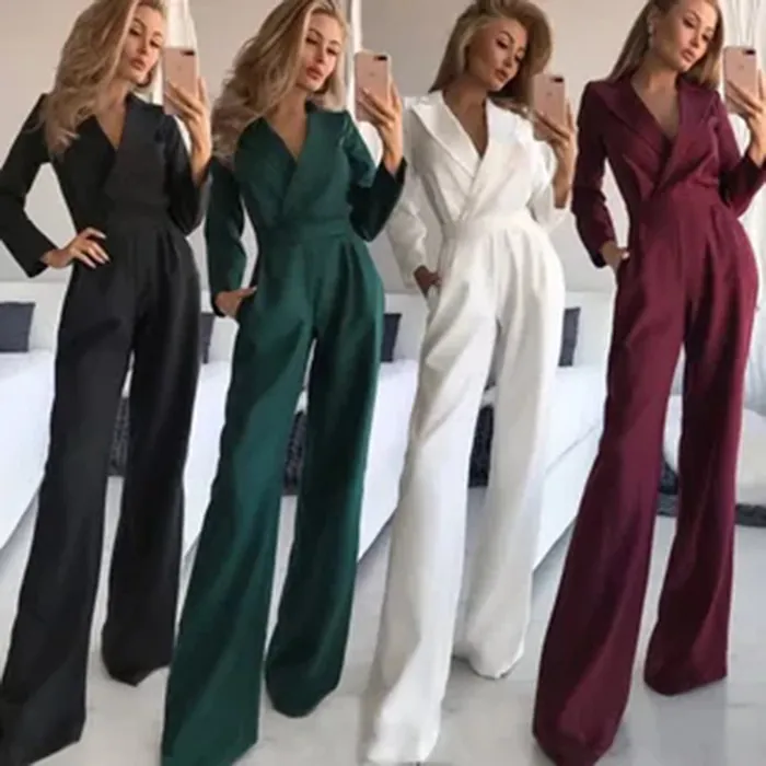 Tuta A Maniche Lunghe In Nuovo Stile Cinese Da Donna Elegante Abbottonatura Obliqua Gamba Larga Tuta In Misto Fibra Chimica