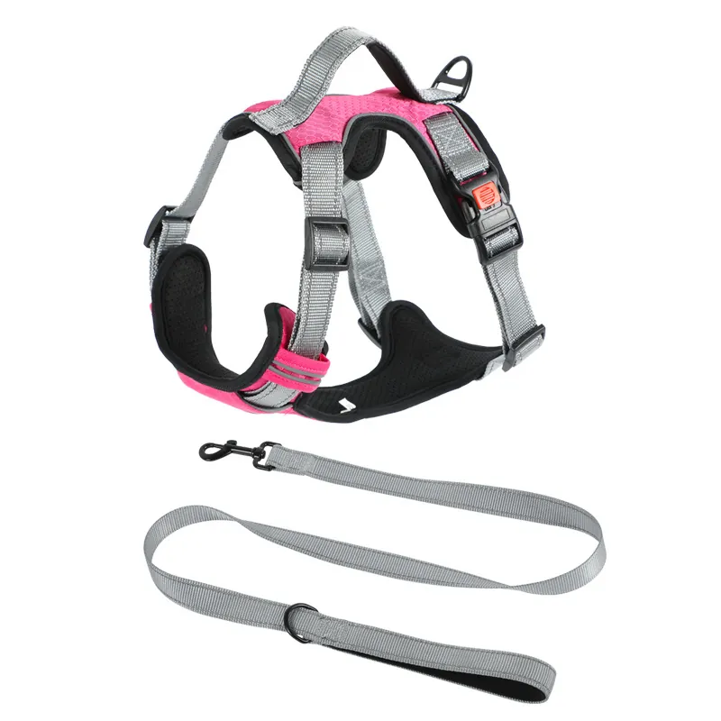 Reflective Vest Style Dog Harness And Leash Set Adjustable Breathable Mesh Pet Chest Strap For Medium Large Dogs Walking