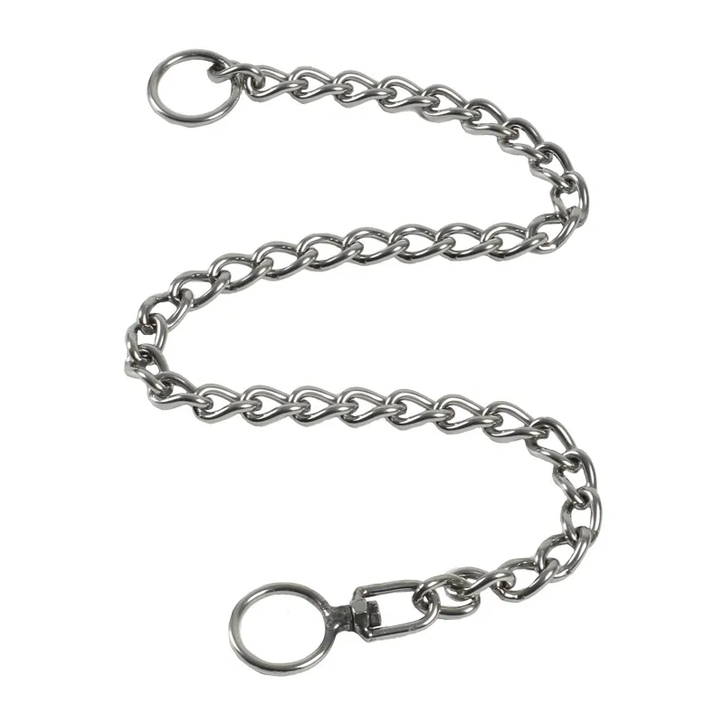 304 Stainless Steel P-Chain Pet Collar Heavy Duty Anti-Pull Dog Training Choker Chain Seamless Welding Double Ring Neckband
