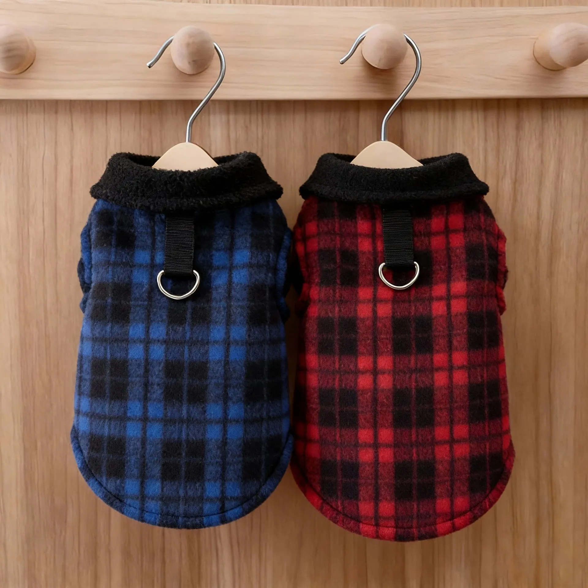 Gilet in Pile per Animali Domestici Plaid Caldo Cane Gatto Imbracatura Gilet Con Anello a D in Metallo per Cani Gatti di Piccola Media Taglia