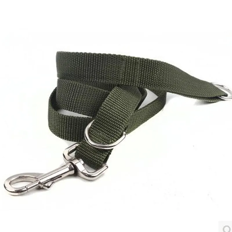 Heavy Duty Nylon Dog Leash and Collar Set for Large Dogs With Martingale Metal Chain Military Green Pet Training Lead