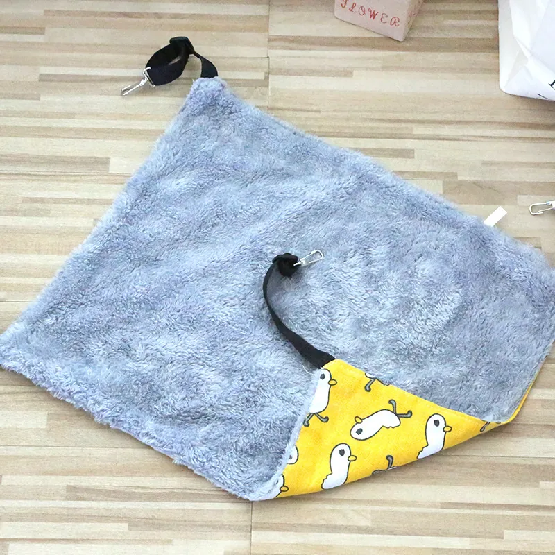 Adjustable Cat Cage Hammock Double Sided Linen Warm Plush Pet Hanging Bed Breathable Soft Swing For Cats Kittens Indoor