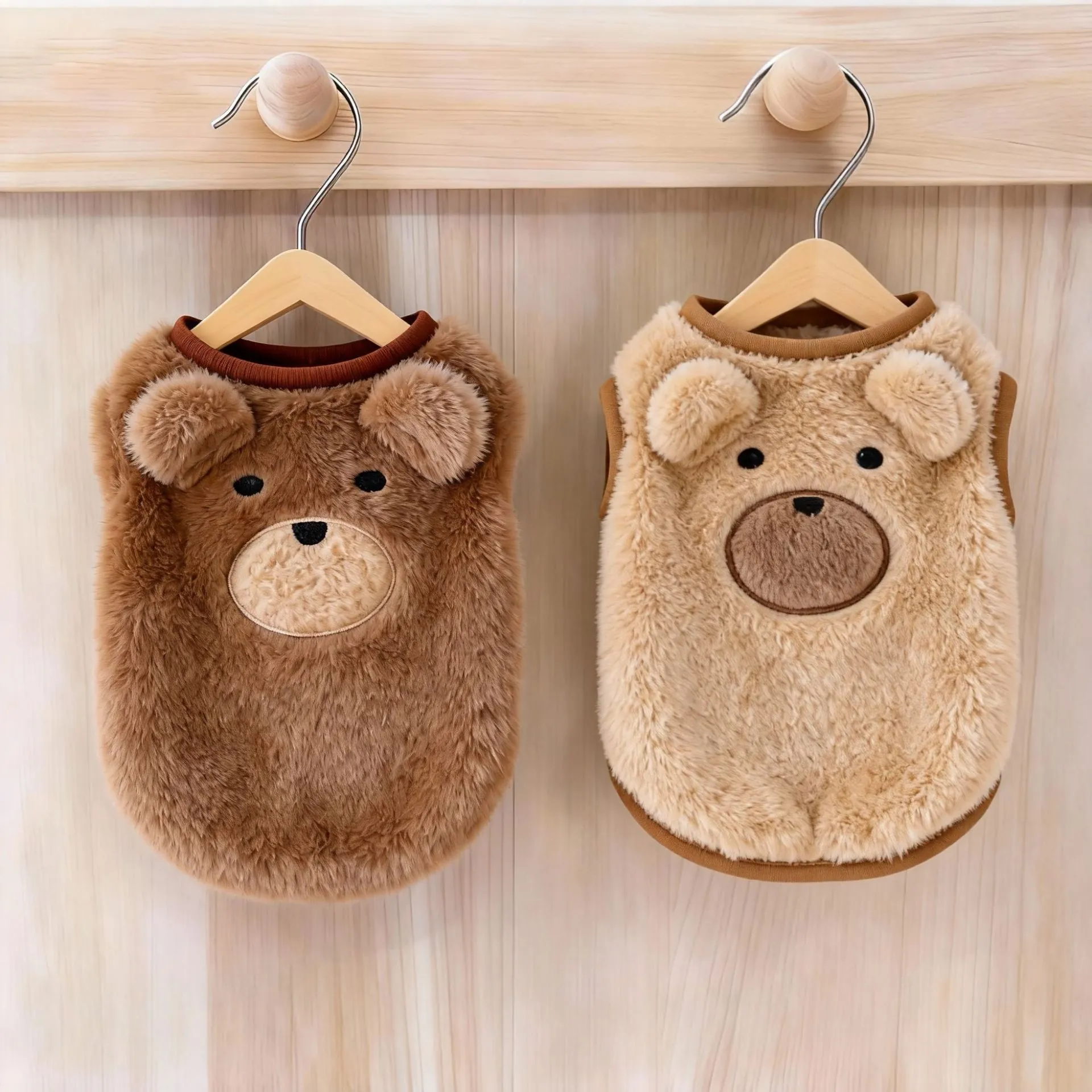Felpa con Cappuccio in Pile per Animali Design Orso per Cani Piccoli Gatti Autunno Inverno Caldo Gilet per Cani Casual