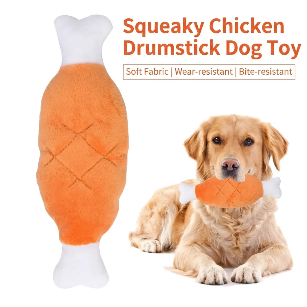 Quietsch Hähnchenschenkel Plüsch Hundespielzeug Bissfest Gefüllte Simulation Essen Drumstick Interaktives Training Haustierspielzeug
