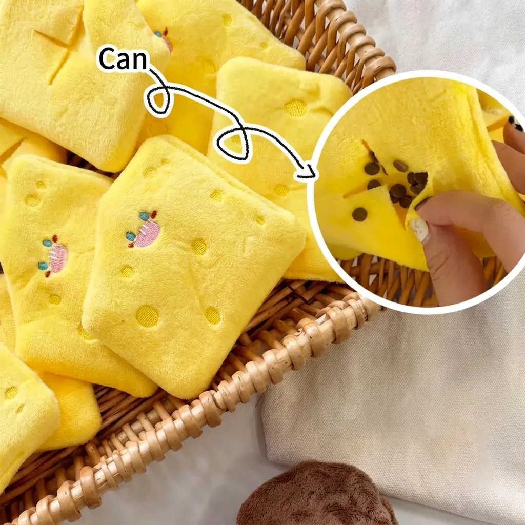 Giocattolo Squeaky per Cani in Peluche a Forma di Formaggio per Addestramento all'Olfatto Giocattolo Interattivo per Animali