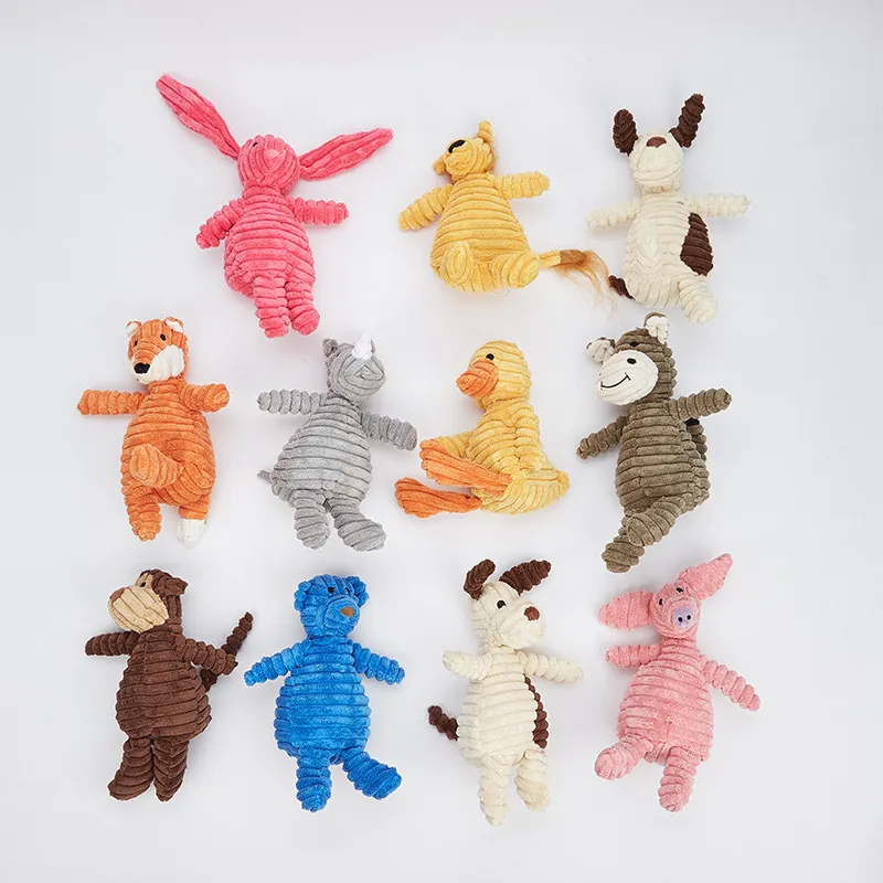 Durevole Giocattolo Sonoro per Cani in Velluto a Coste Peluche Masticabile per Pulizia Denti Addestramento Interattivo Animali