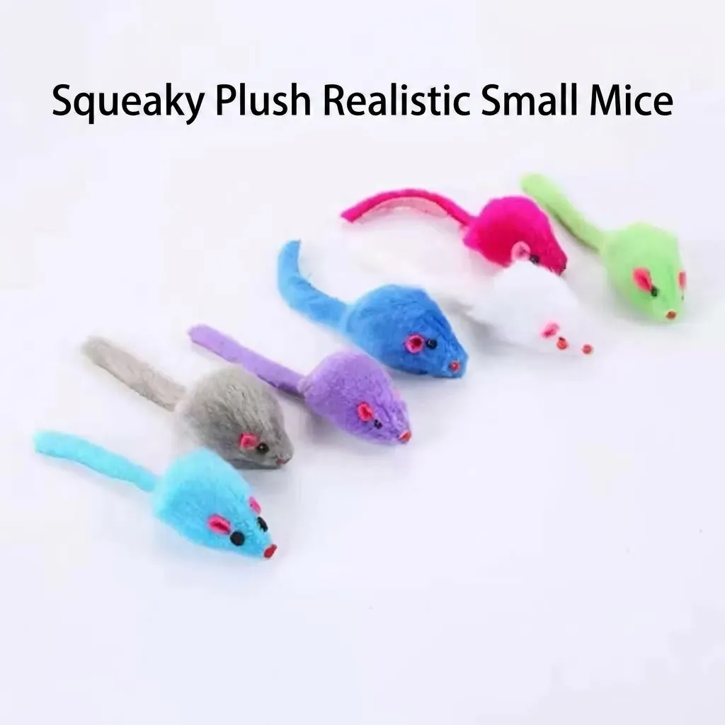 Realistic Squeaky Mouse Cat Toy Soft Plush Kitten Interactive Play Toy For Boredom Relief Cat Supplies Household Pet Entertainment