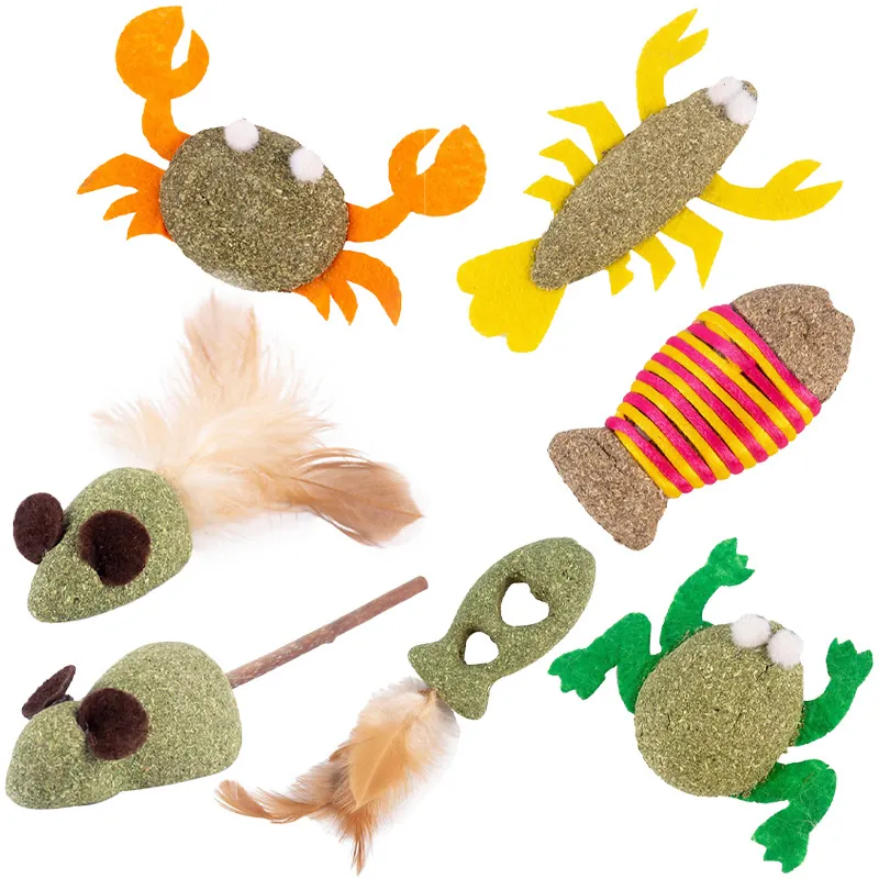 Natural Silvervine Catnip Cat Toys Teeth Cleaning Matatabi Sticks With Feathers Rope Simulated Animal Cat Chew Toy For Indoor Cats