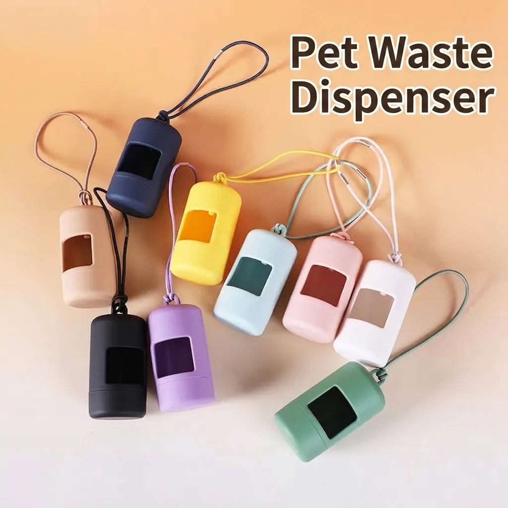 Draagbare Huisdier Poepzakdispenser ABS Matte Afvalzakhouder met Elastisch Lanyard voor Honden Wandelen Buiten Schoonmaakbenodigdheden
