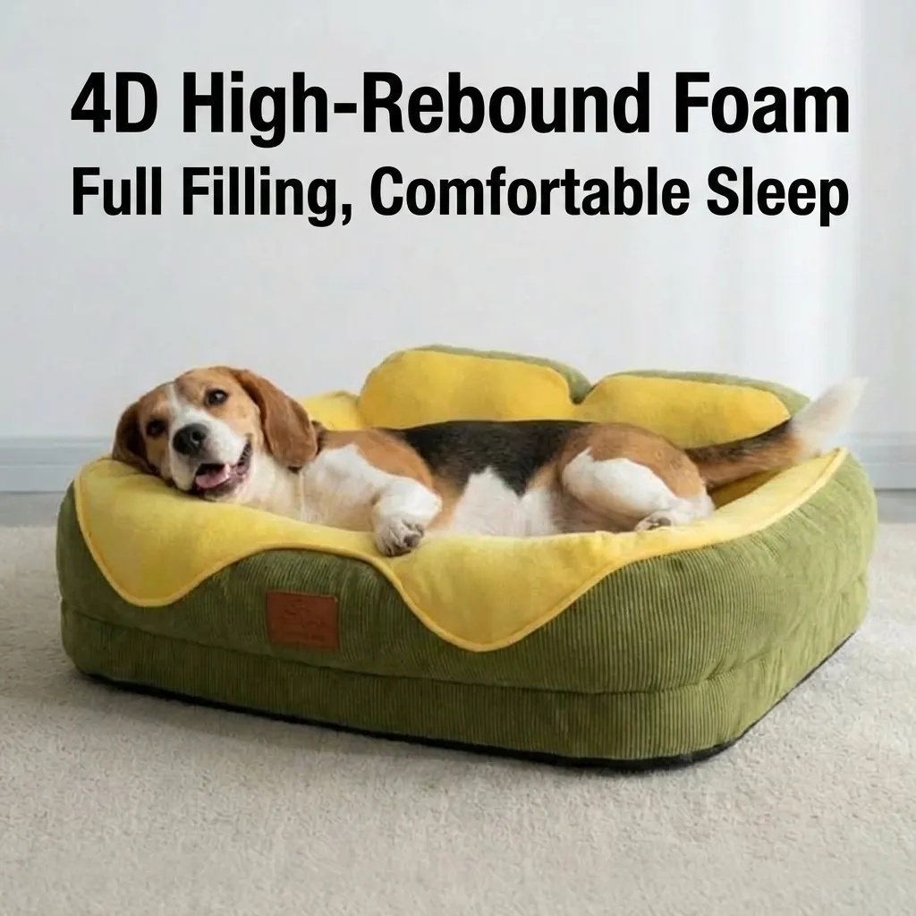 Sofá Cama para Mascotas Grueso Lavable con Respaldo Pana Suave Cálido Diván para Perros y Gatos de Tamaño Pequeño Mediano