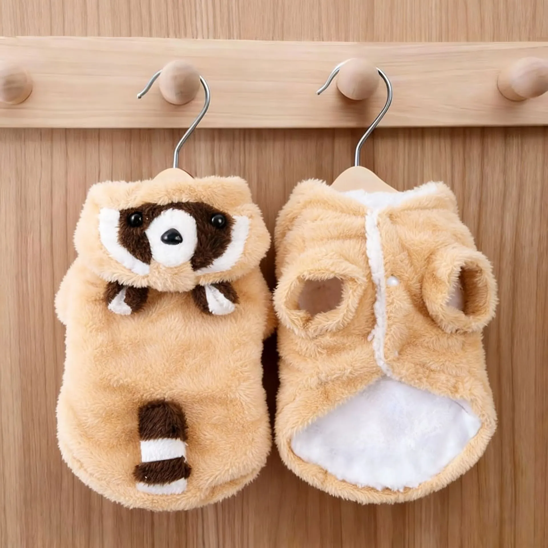 Süßes Waschbär Verwandlungskostüm Haustier Weich Plüsch Kapuzen Hundekleidung Für Kleine Hunde Katzen Welpen Kätzchen Herbst Winter Warm Mantel