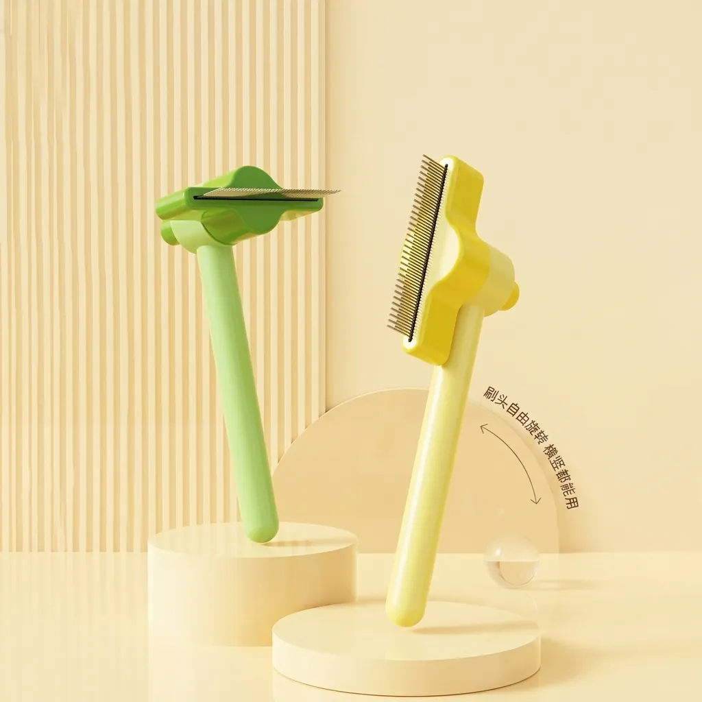 Peigne De Toilettage Rotatif Professionnel Pour Animaux ABS Acier Inoxydable Brosse De Désépaississement Auto-nettoyante Pour Chats Chiens