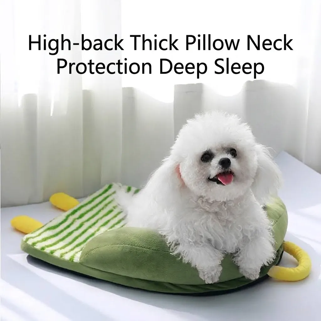 Popsicle Shaped Plush Pet Bed Washable Stripe Cat Dog Mat Deep Sleep Removable Pillow Four Seasons Puppy Kitten Cushion