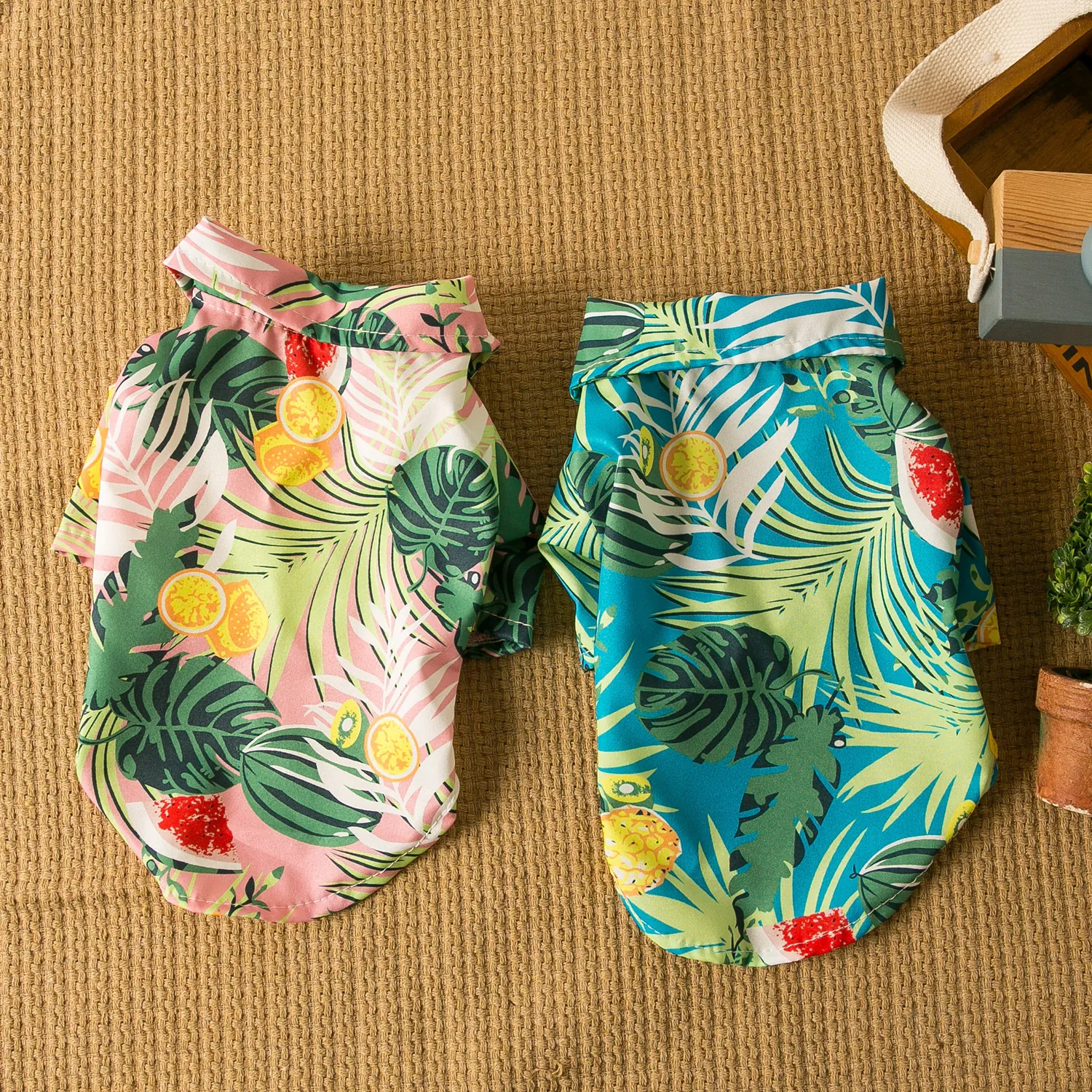 Camicia per Animali Domestici con Stampa di Frutta Tropicale Hawaiana Vestiti Estivi in Poliestere per Cani Piccoli Gatti