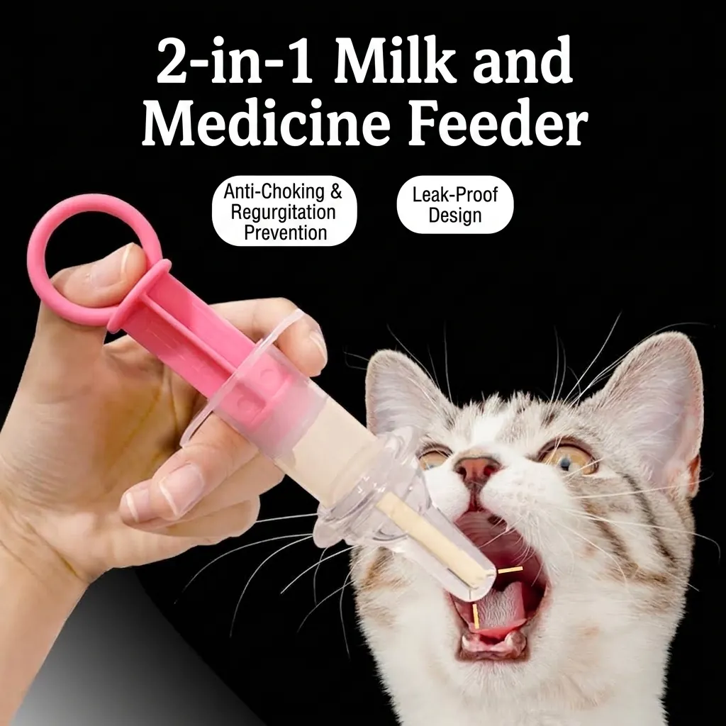 Distributeur à Seringue pour Animaux Avec Graduation et Embout Silicone pour Chatons Chiots Sans BPA Outil Alimentation Précise