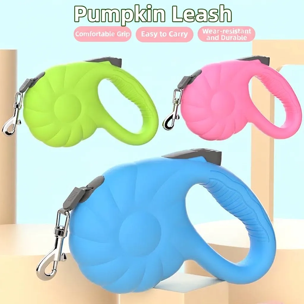 Pumpkin Shape Automatic Retractable Dog Leash Extended Pet Traction Rope With Ergonomic Non-Slip Handle And Sturdy Metal Hook For Small Medium Dogs Walking