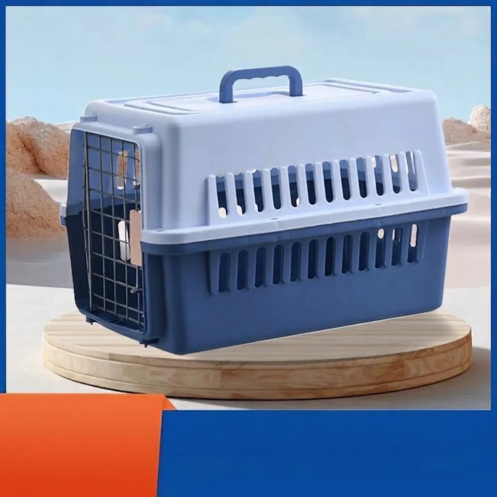 Trasportino Portatile per Animali Domestici per Gatti e Cani di Piccola Taglia Gabbia in Plastica Traspirante con Porta in Metallo