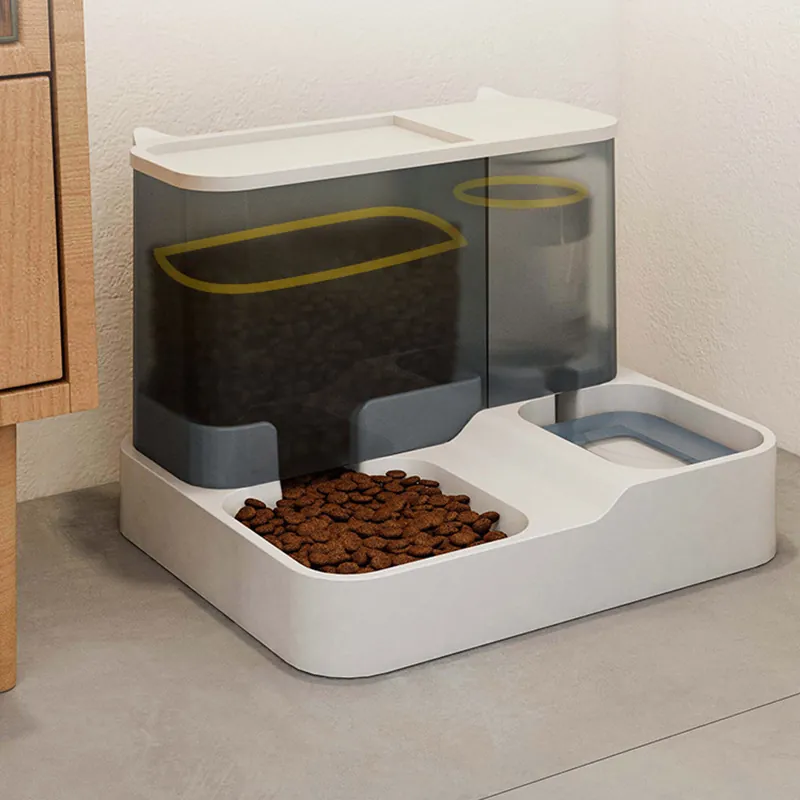 Combinado Alimentador Automático y Bebedero para Mascotas Suministro por Gravedad Gran Capacidad Dispensador de Plástico para Gatos y Perros